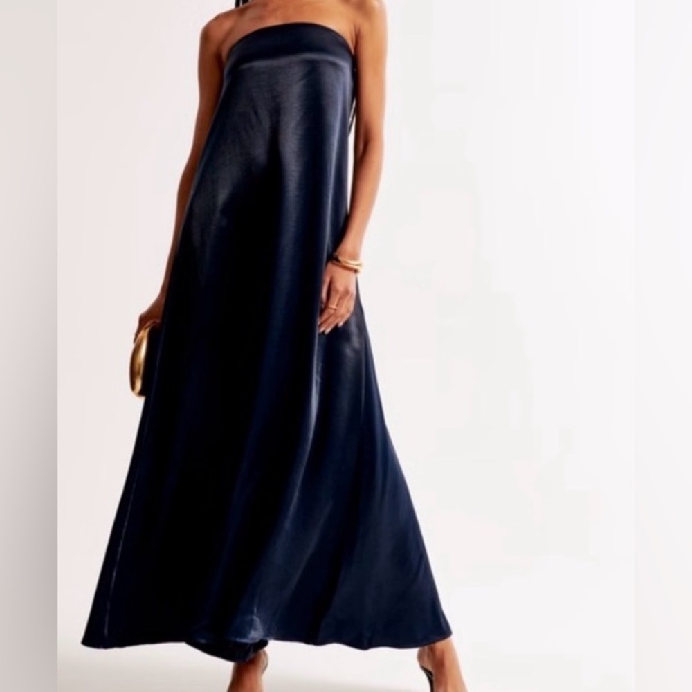 Abercrombie & Fitch Dark Blue Maxi Satin Dress